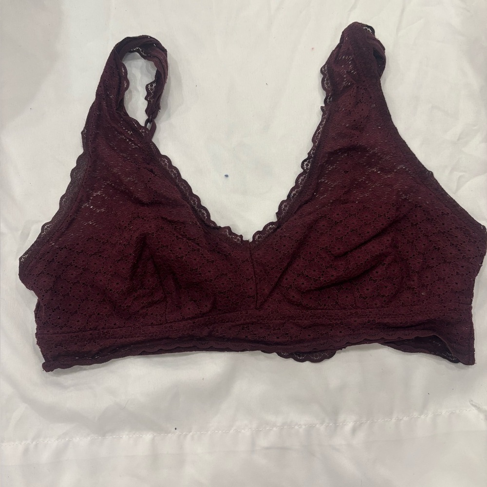 Lace Bralette - Deep Burgundy aerie size medium